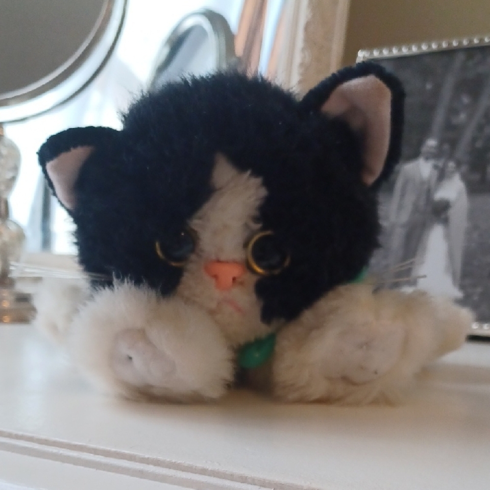 Adorable Black and White Cat Plush
